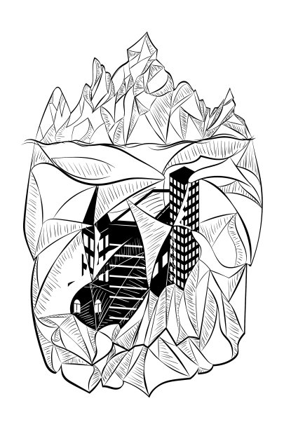 冰山和冰冻的城市图片下载