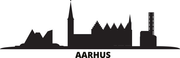 丹麦奥尔胡斯市天际线孤立图片下载