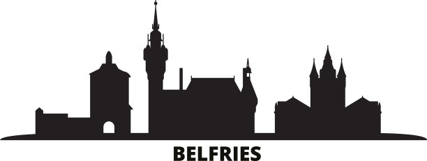 法国钟楼城市天际线孤立图片下载