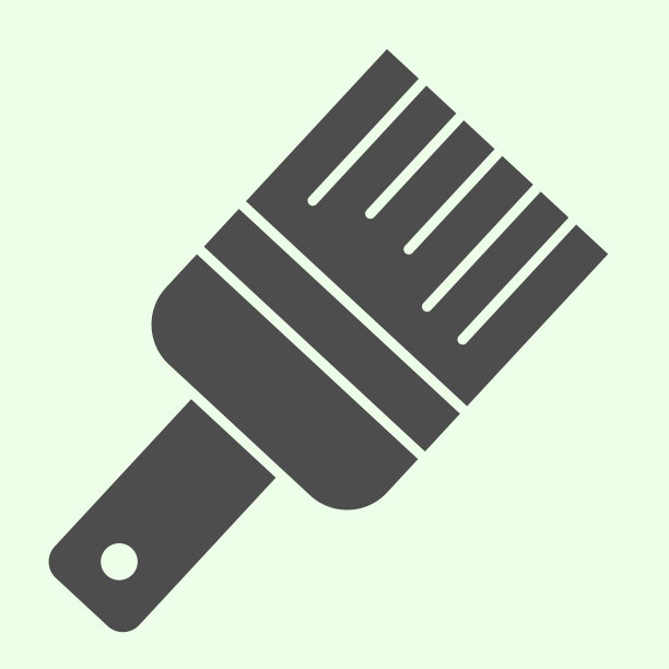 油漆刷固体图标。建筑油漆刷用于房屋维修，白色背景上的象形文字风格。住宅建设和翻新标志的移动概念和网页设计。矢量图形。图片下载