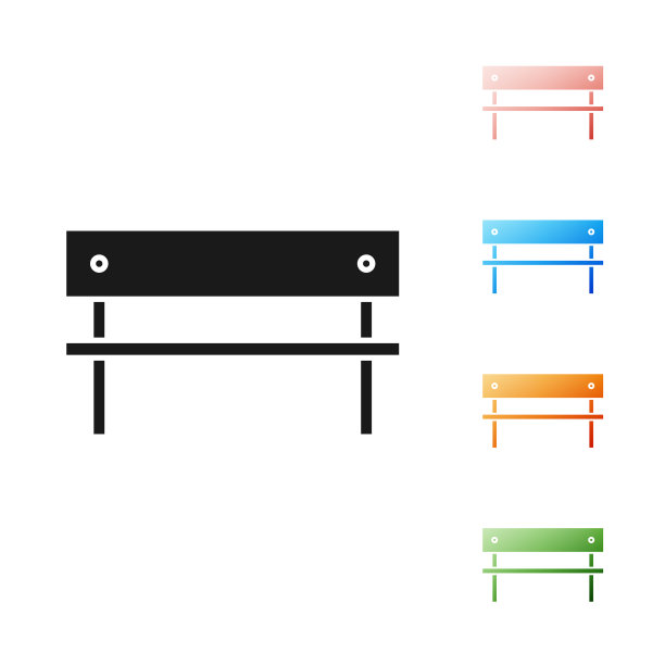 黑色长凳图标孤立在白色背景设置图片下载