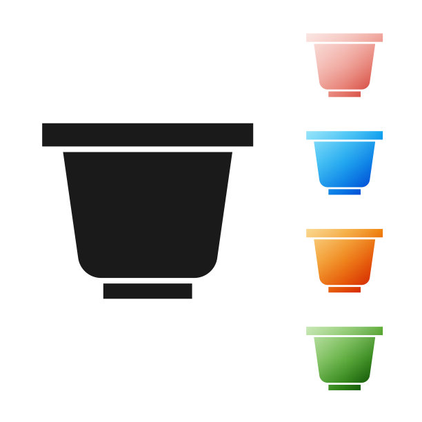 黑色花盆图标孤立在白色背景图片下载