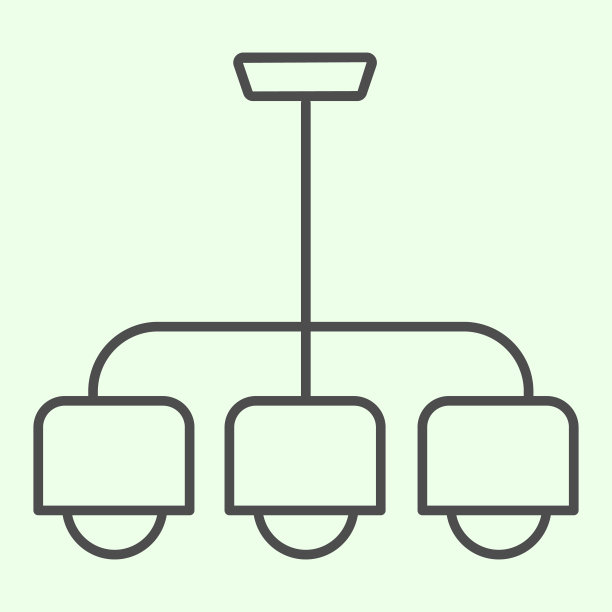 吊灯细线图标。复古家居悬挂光泽灯轮廓风格象形在白色的背景。公寓标识的移动概念和网页设计。矢量图形。图片下载