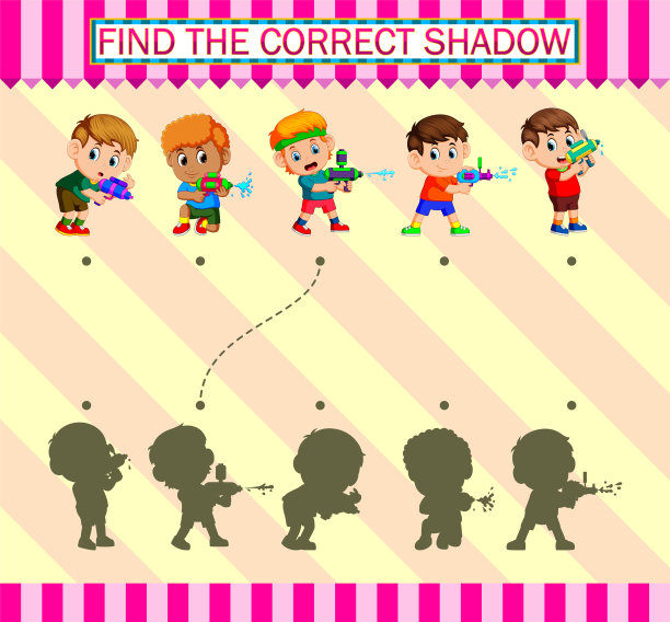 找到正确的影子小孩玩水枪图片下载