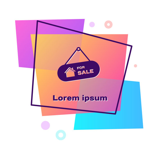 紫色悬挂标志与文字出售图标图片下载