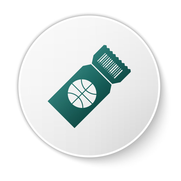 绿色篮球比赛门票图标孤立上图片下载