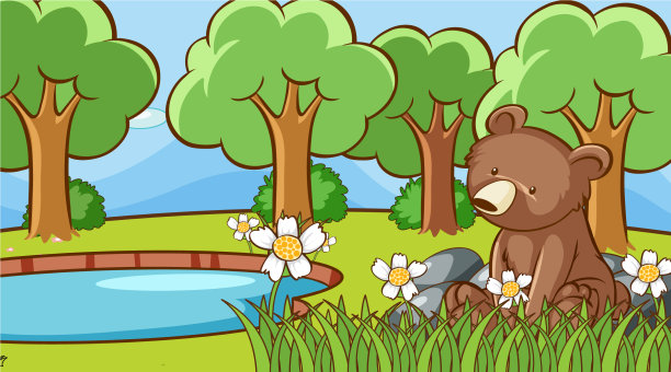 森林里可爱的熊的场景图片下载