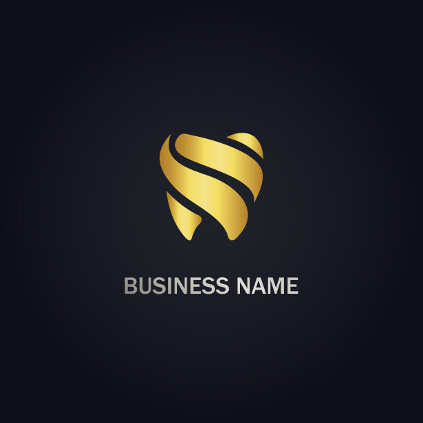 牙齿抽象的黄金标志图片下载