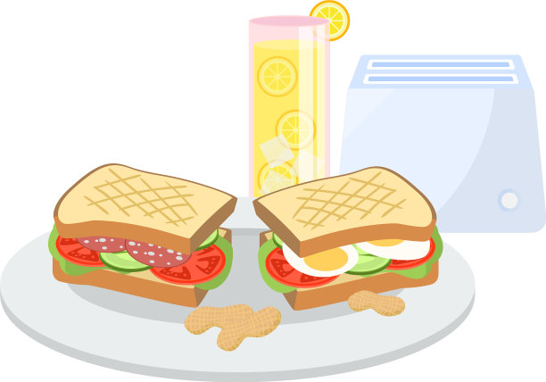 三明治加鸡蛋，意大利腊肠，蔬菜和图片下载