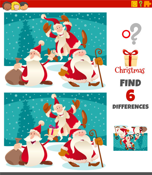 不同的游戏与圣诞老人的角色图片下载