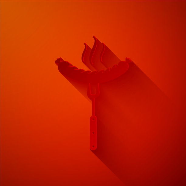 纸切香肠叉子与蒸汽图标图片下载