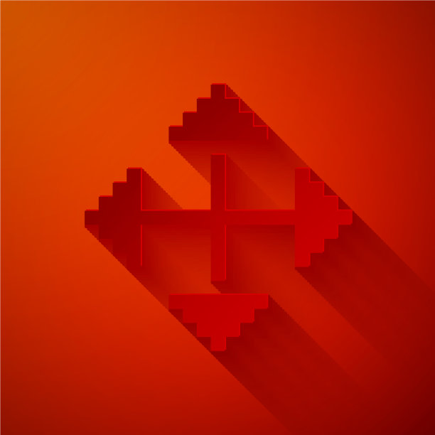 纸切割像素箭头在四个方向的图标图片下载