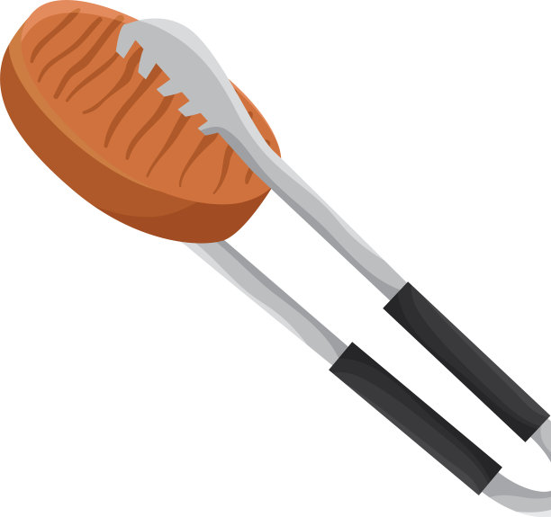 牛排在钳子烧烤孤立的图标图片下载