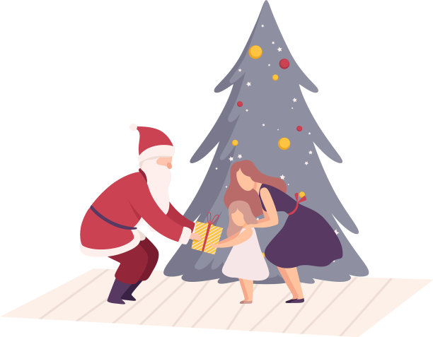 男人穿着圣诞老人的服装给礼物盒图片下载