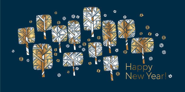 水平严肃风格的冬季树豪华卡图片下载