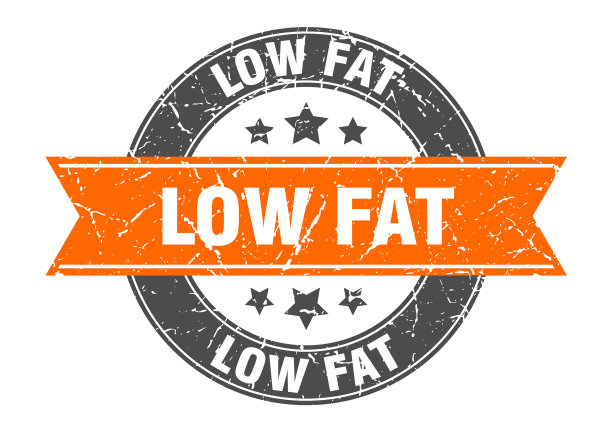 低脂圆形邮票与橙色丝带低脂图片下载