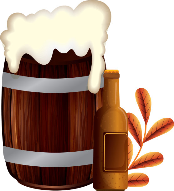 独立的啤酒桶和酒瓶设计图片下载