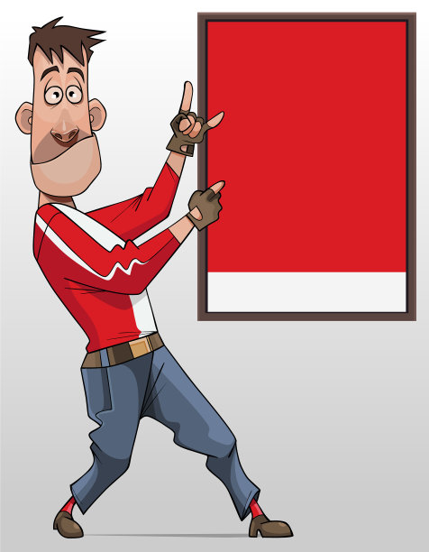 卡通搞笑的家伙把手指放在空白的地方图片下载