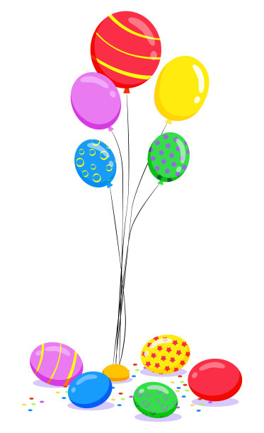彩色气球庆祝装饰套装图片下载