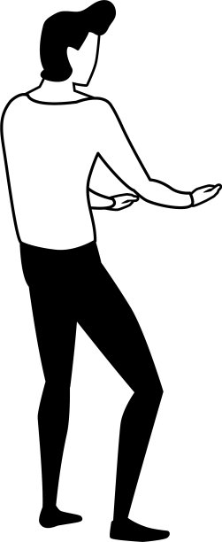 年轻人在白色背景上的背部位置图片下载