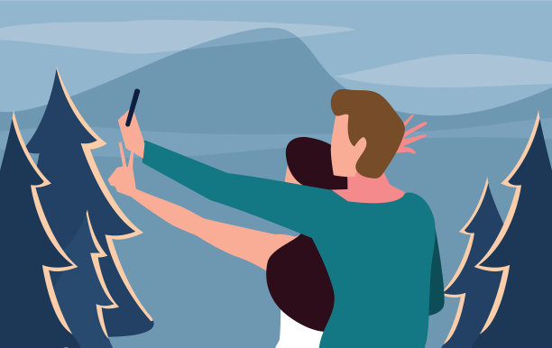 一对夫妇的背景景观图片下载