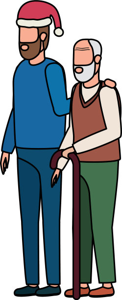 可爱的爷爷和年幼的儿子利用圣诞节图片下载