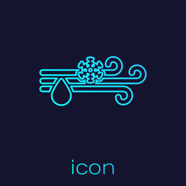 绿松石线风和雨与雪的图标图片下载