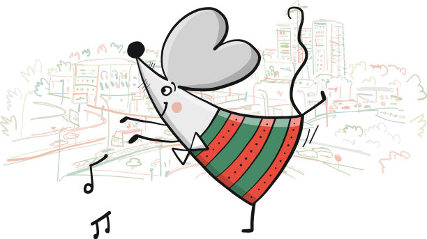 搞笑的老鼠在巴黎的城市景观背景图片下载