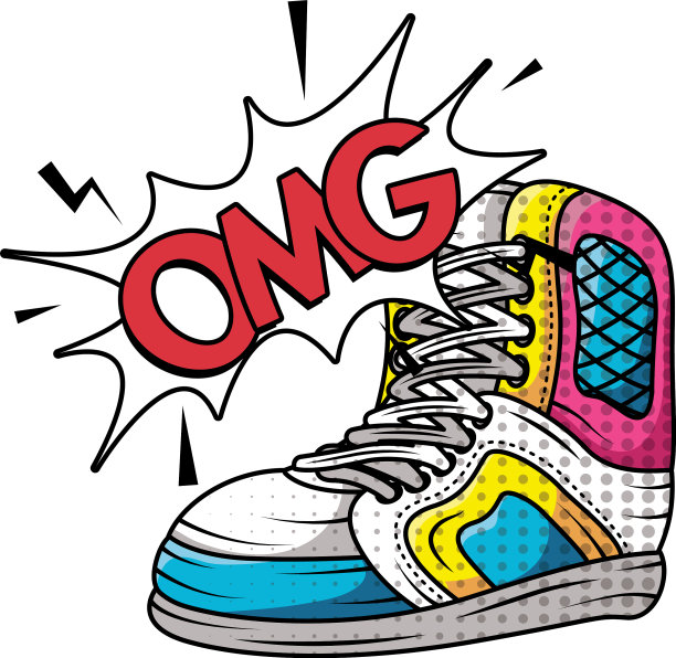 流行艺术风格的网球运动鞋图片下载