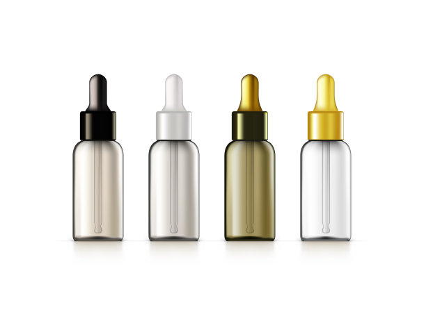 3d逼真的化妆品玻璃滴管瓶集图片下载