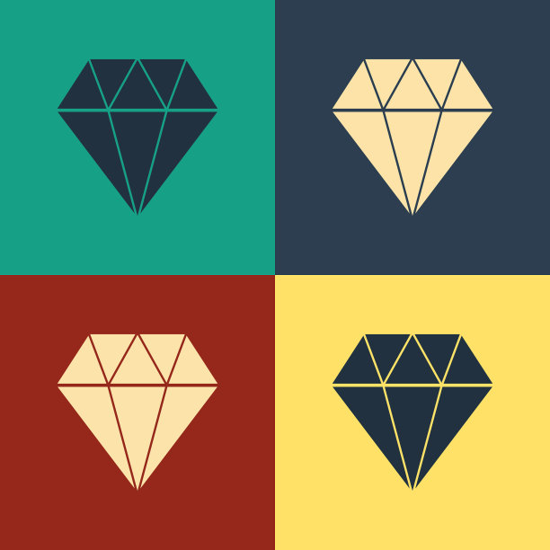 彩色钻石图标孤立的颜色背景图片下载