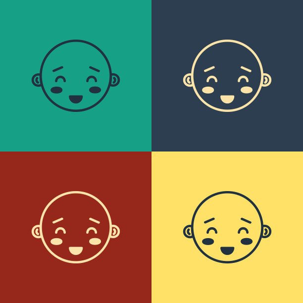 彩色快乐的小男孩头图标孤立的颜色图片下载