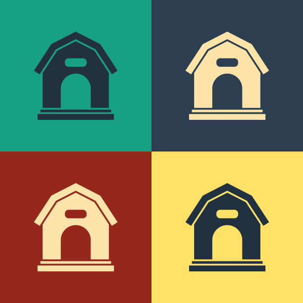 颜色狗房子图标孤立的颜色背景图片下载
