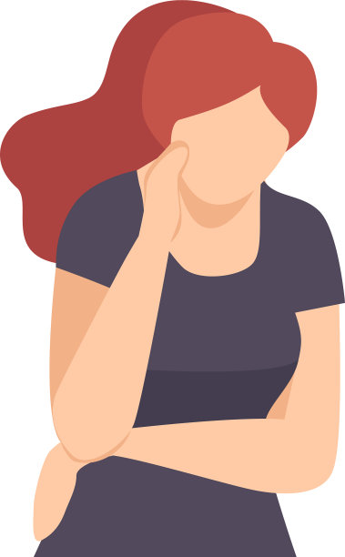 年轻女子站在沉思中图片下载