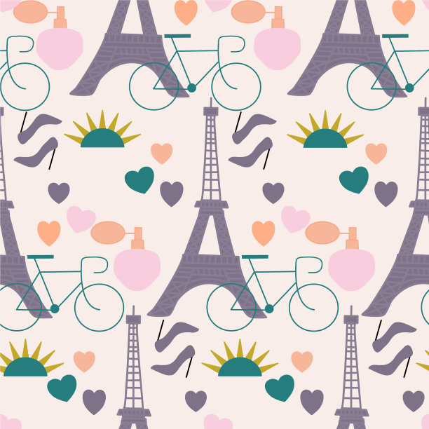埃菲尔铁塔的心高愈合在一个无缝图片下载