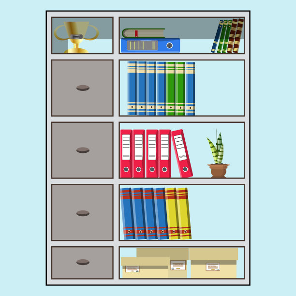 办公橱柜里塞满了文件夹、书籍和纸张图片下载