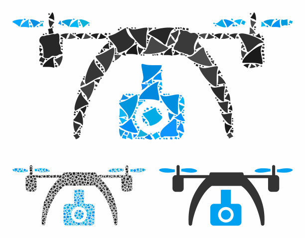 无人机摄像头马赛克图标凹凸不平的碎片图片下载