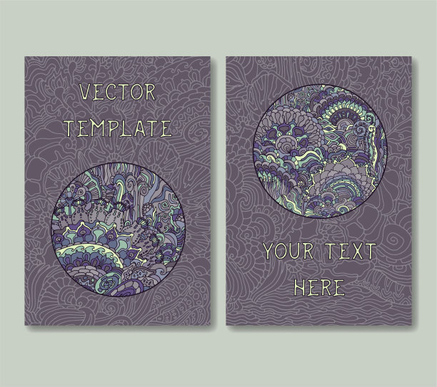 复古的涂鸦卡片模板集图片下载