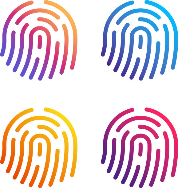 指纹图标标志形状按钮设置梯度图片下载