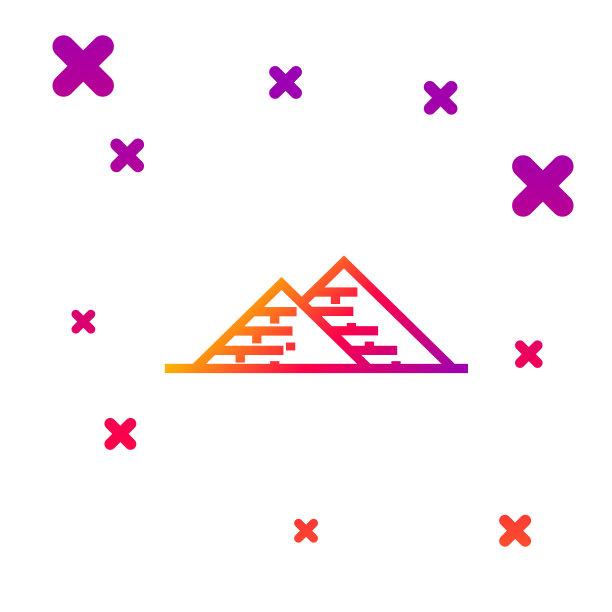 颜色线埃及金字塔图标孤立在白色图片下载