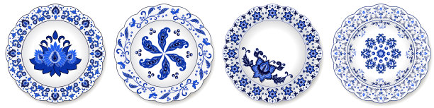 用青花瓷盘镶花图片下载