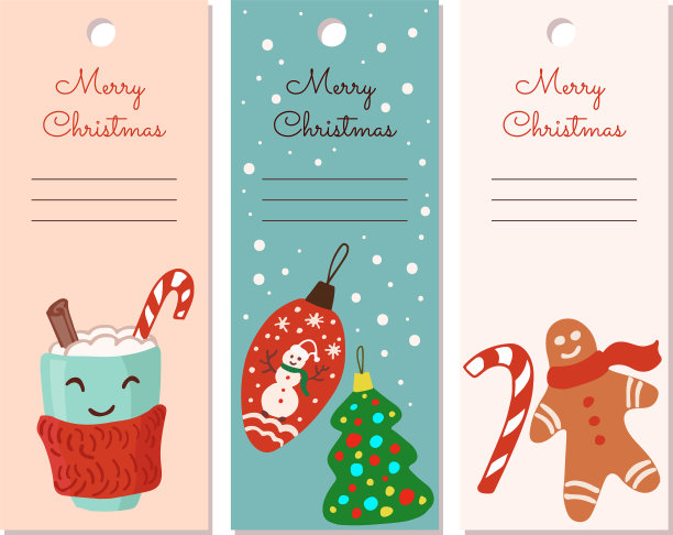 用杯中的热饮设置圣诞标签图片下载