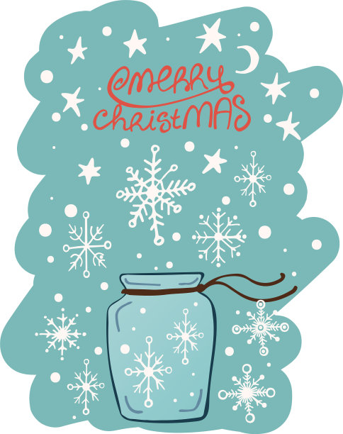 蓝色背景的圣诞雪花坛子图片下载