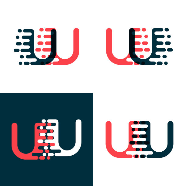 Uu字母标志与口音速度深红色和图片下载