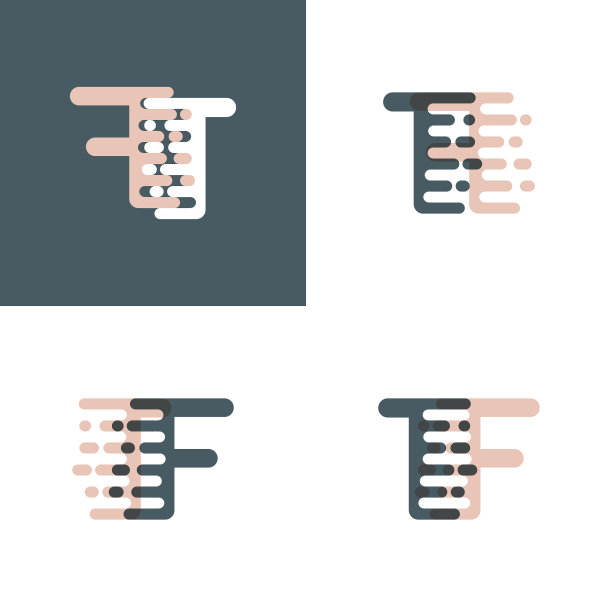 Tf字母标志与口音速度粉红和灰色图片下载