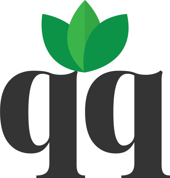 qq首字母绿叶标志设计模板图片下载