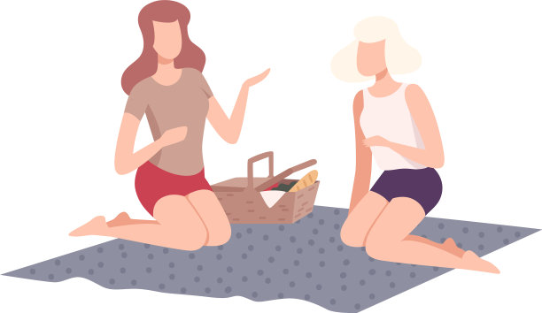 两个女孩在公园野餐图片下载