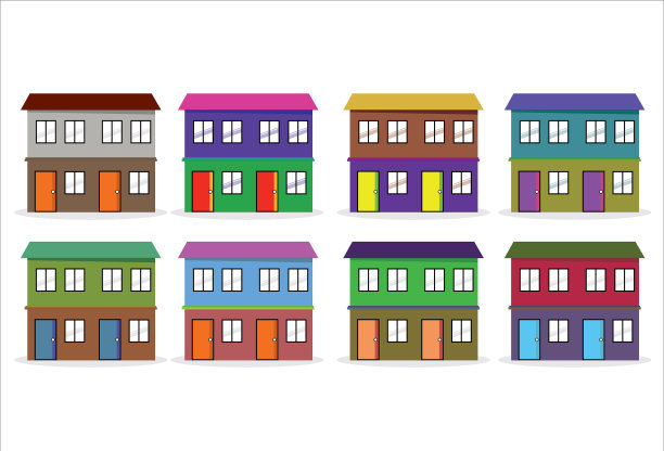 商店和商店的图标设置在平面设计风格图片下载