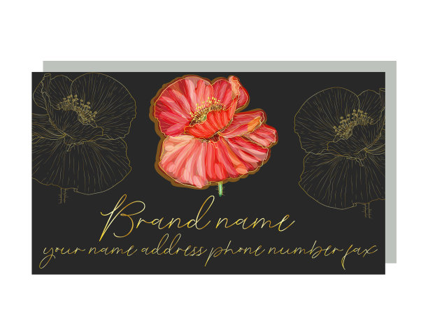 名片与红色罂粟的形象业务图片下载