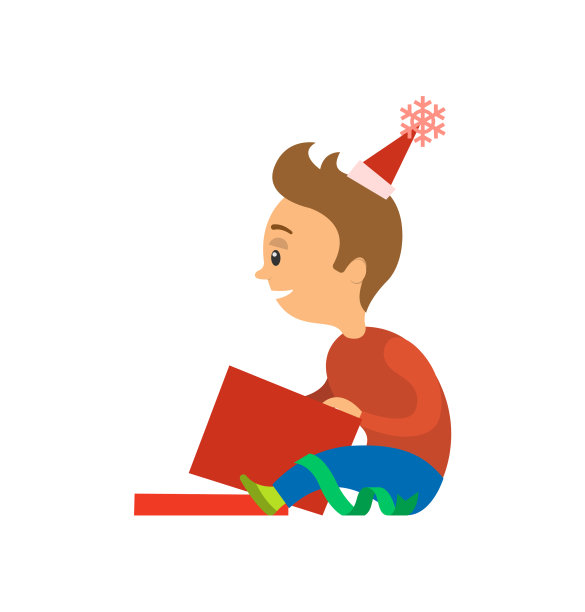 假期拆圣诞礼物的男孩图片下载